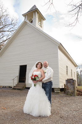 Cades Cove wedding in Historic church